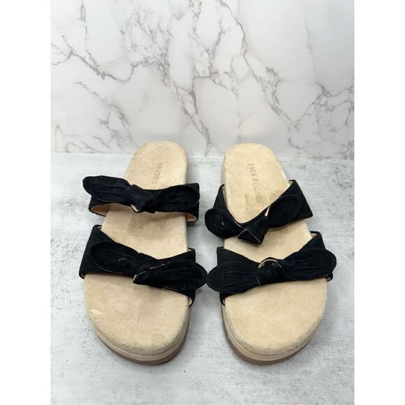 Jack Rogers Sandals Womens Size 9 Black Leather Monica Knot Open Toe Platform - Picture 4 of 12